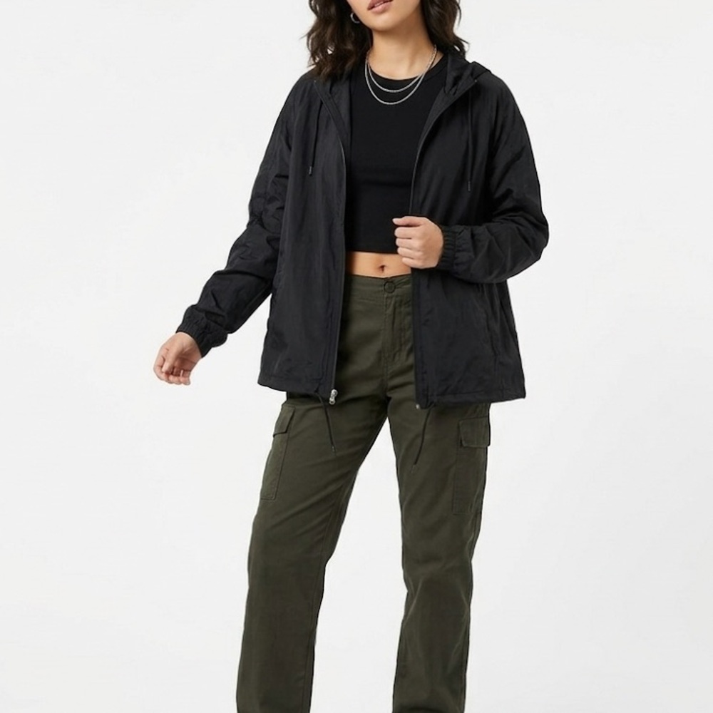 AVIA Black Hooded Windbreaker Jacket Technical Rain Shell XS